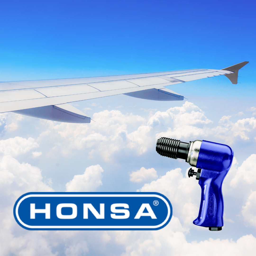 The aerospace industry benefits from pneumatic tools such as Honsa ergonomic riveters. 